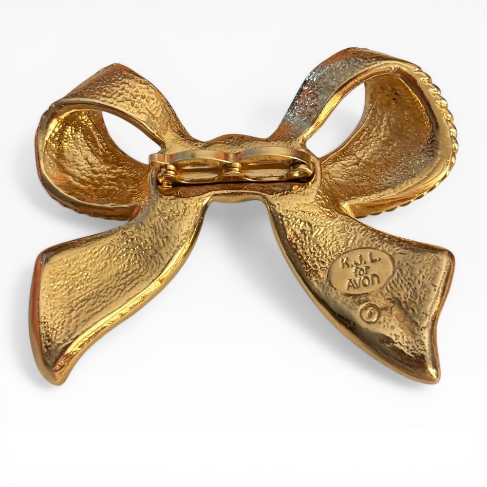 K.J.L. for Avon Vintage Black Enamel Gold Tone Bow bolo Kenneth Jay Lane - Picture 2 of 8